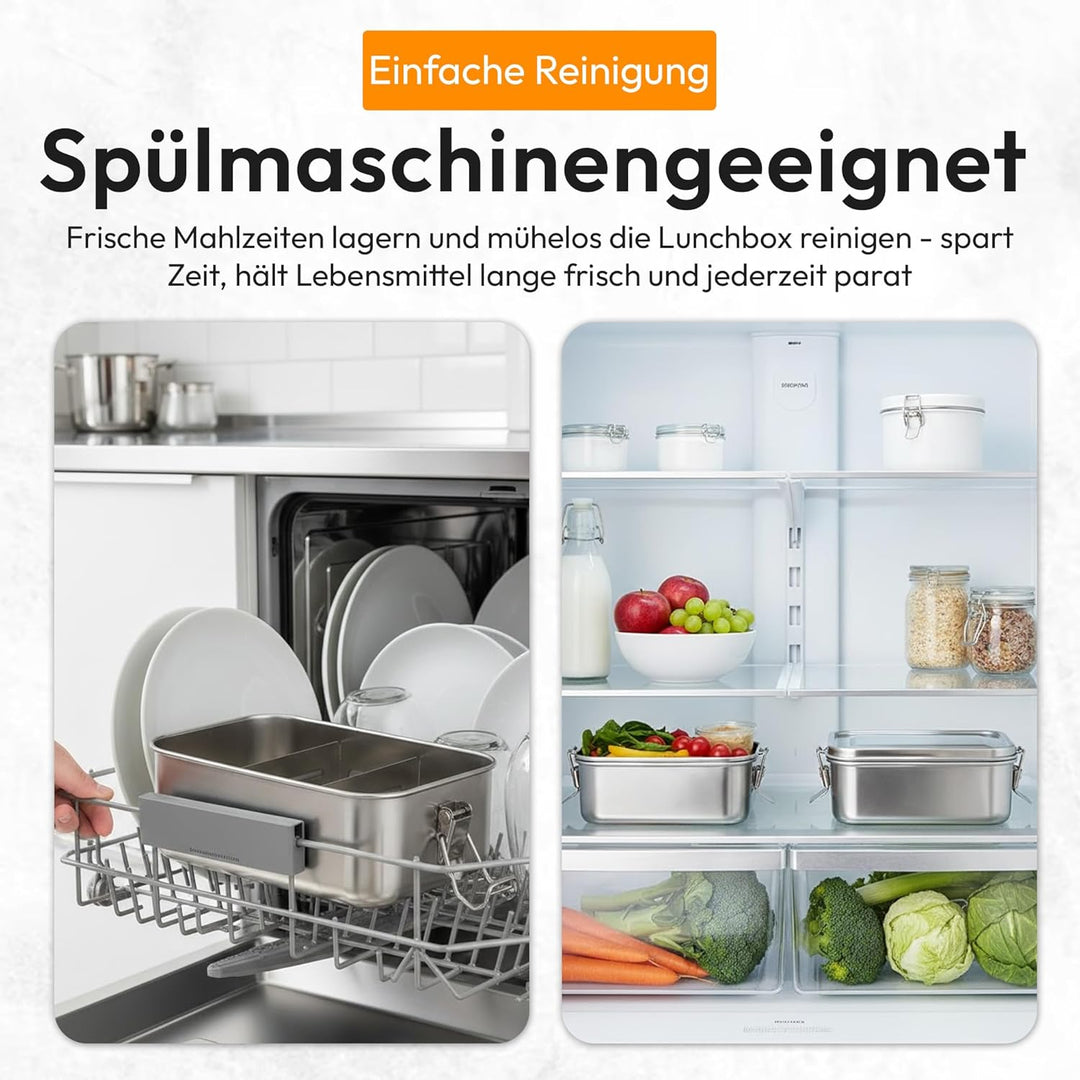 Dimono® Lunchbox Brotdose 2400ml Auslaufsichere Bento-Box Brotzeit-Dose aus Edelstahl; Wasserdichte