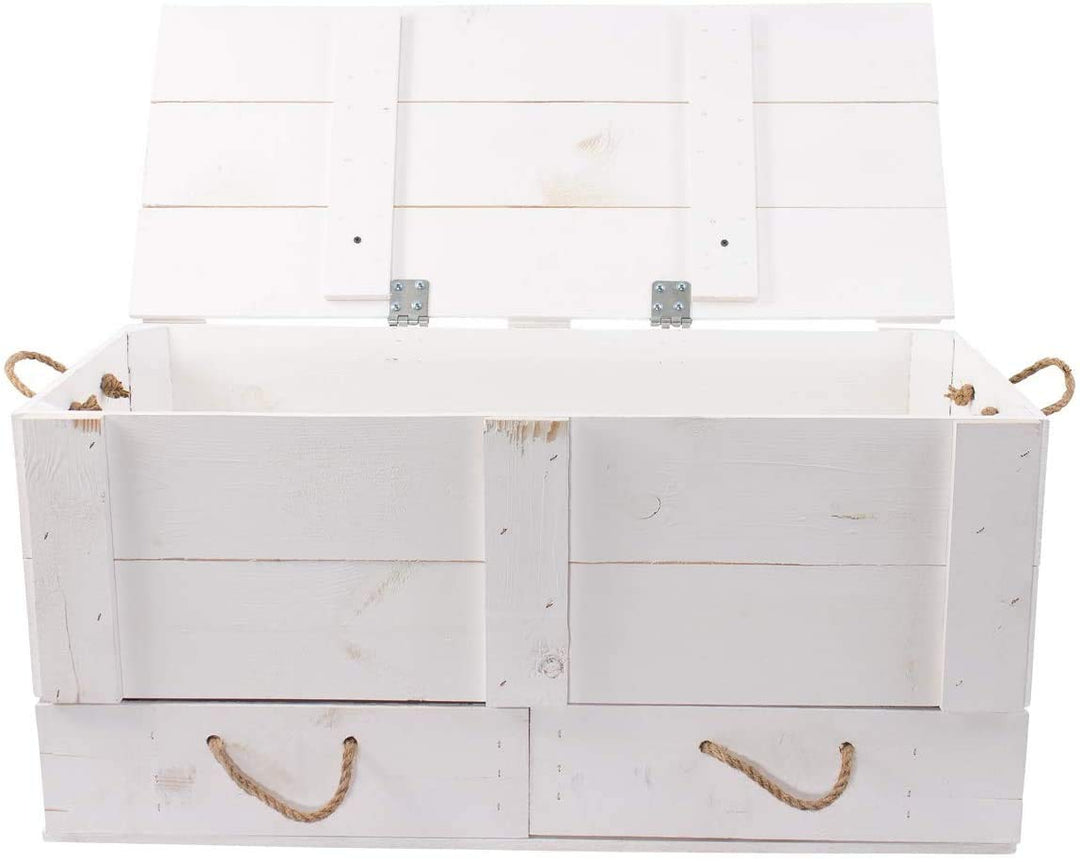 Traumhaft rustikale Holztruhe (85 x 39 x 40 cm, weiss)