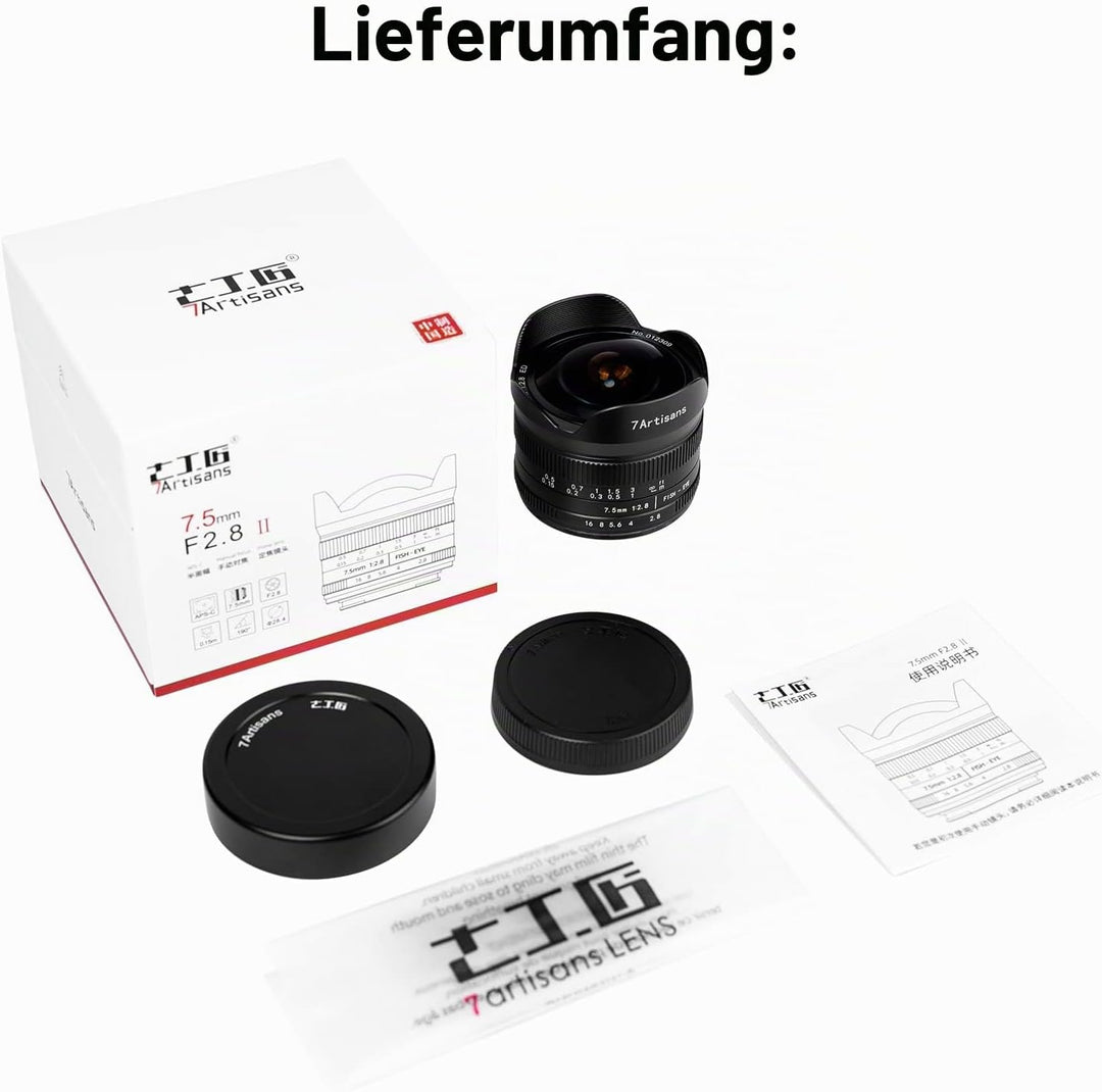 7artisans 7,5 mm f2.8 Mark II APS-C Fischaugen-Weitwinkelobjektiv für Sony E spiegellose Kamera A630