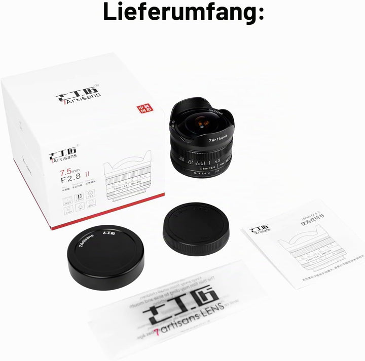 7artisans 7,5 mm f2.8 Mark II APS-C Fischaugen-Weitwinkelobjektiv für Sony E spiegellose Kamera A630