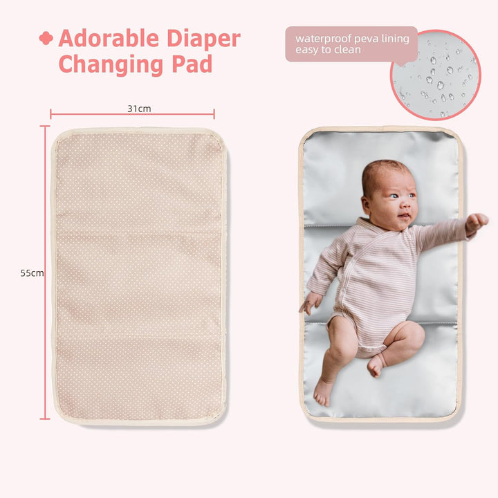 Leila Wickelrucksack mit verstellbaren Schultergurten, Kinderwagen-Clips und Wickelauflage – Modebew