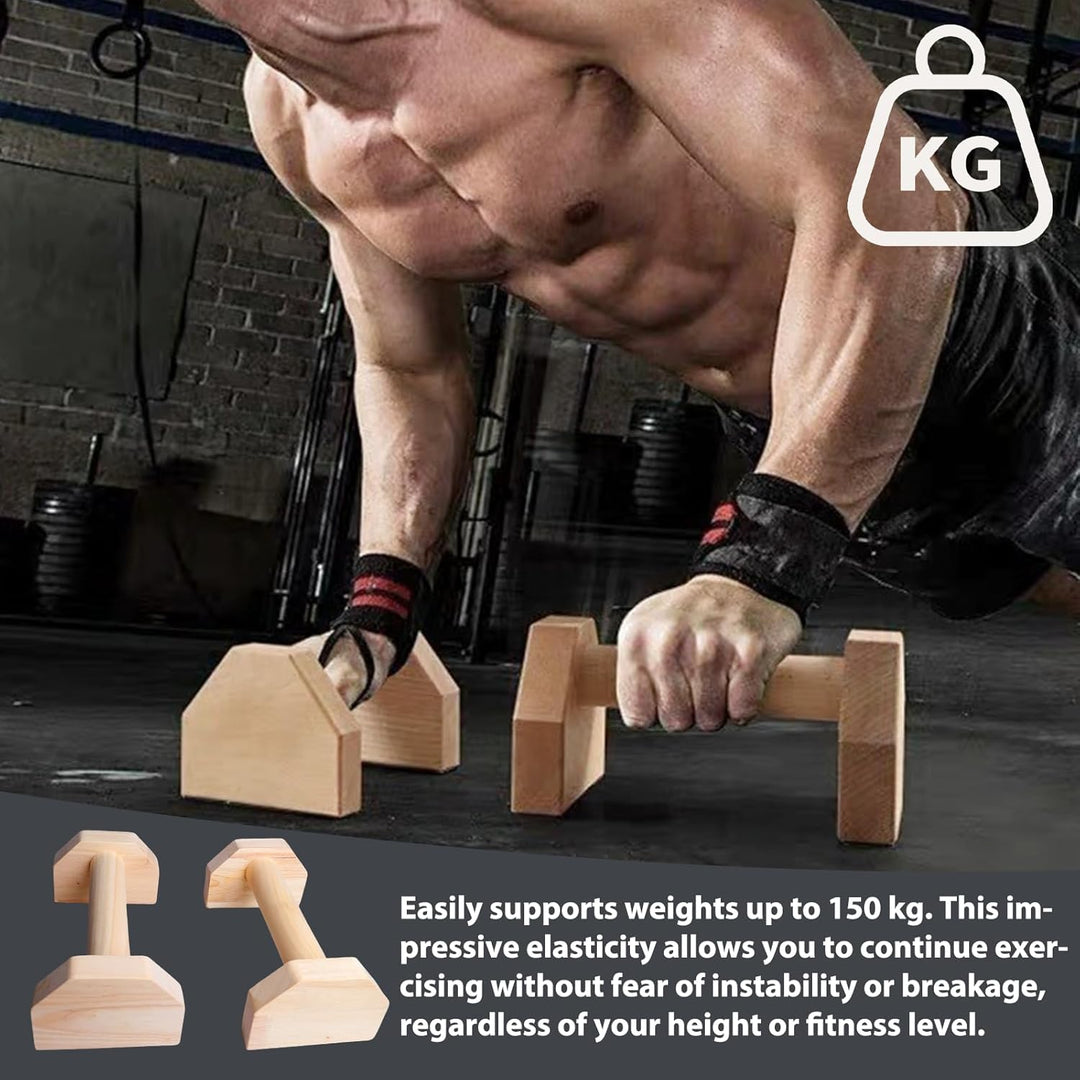 Liegestützgriffe: 2 Stück Kiefernholz Parallettes, Rutschfeste Liegestützgriffe, Push-Up Bars, Yoga,