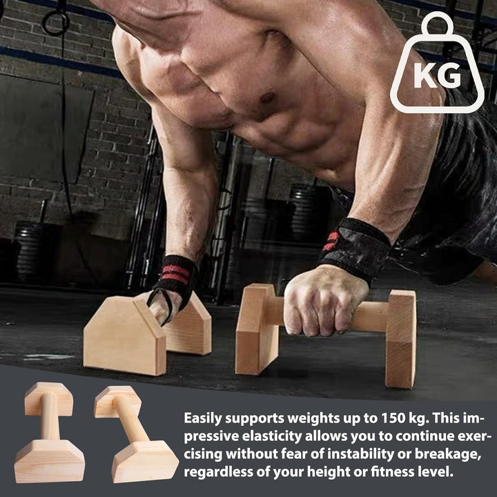 Liegestützgriffe: 2 Stück Kiefernholz Parallettes, Rutschfeste Liegestützgriffe, Push-Up Bars, Yoga,
