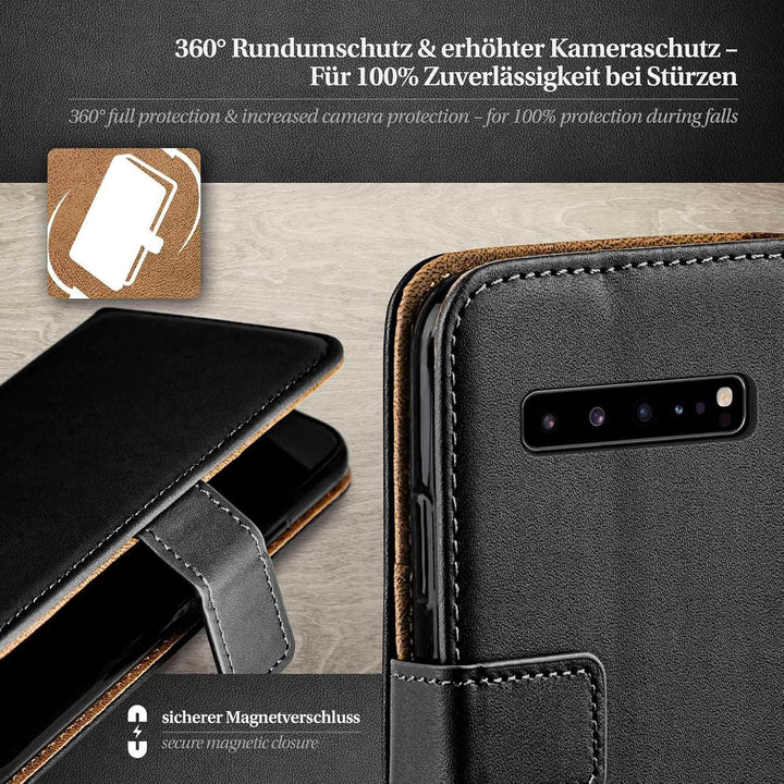 moex Book Case für Samsung Galaxy S10 5G Handyhülle mit Kartenfach, Hülle klappbar 360 Grad Schutzhü