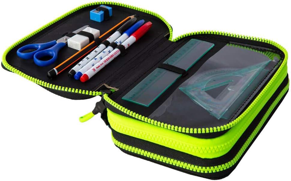 CoolPack 3-Fach 44-teilig Mäppchen Federmappe Federtasche, Green Badges B67151 XXL Federtasche, fede
