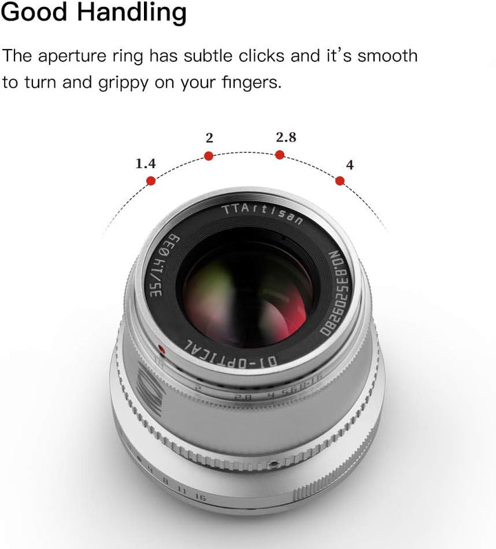 TT Artisan 35mm F1.4 APS-C Objekt Anschluss MFT Mount Black Weitwinkelobjektiv mit manuellem Fokus T