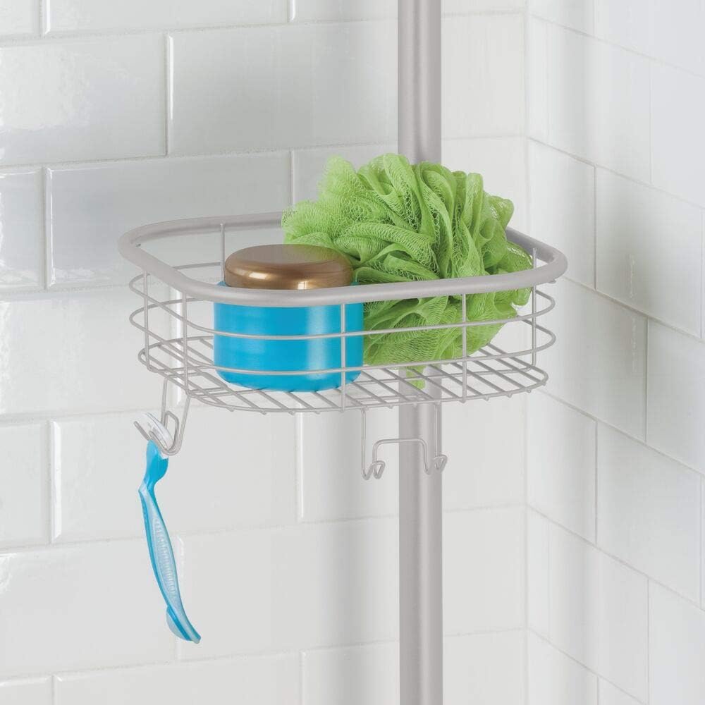 mDesign Duschregal ohne Bohren – praktischer Shower Caddy für die Ecke aus Metall und Kunststoff – a