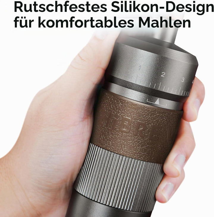 HiBREW G4B Manuelle Kaffeemühle mit externem verstellbarem Zifferblatt, konische Aluminium-Mühle, nu