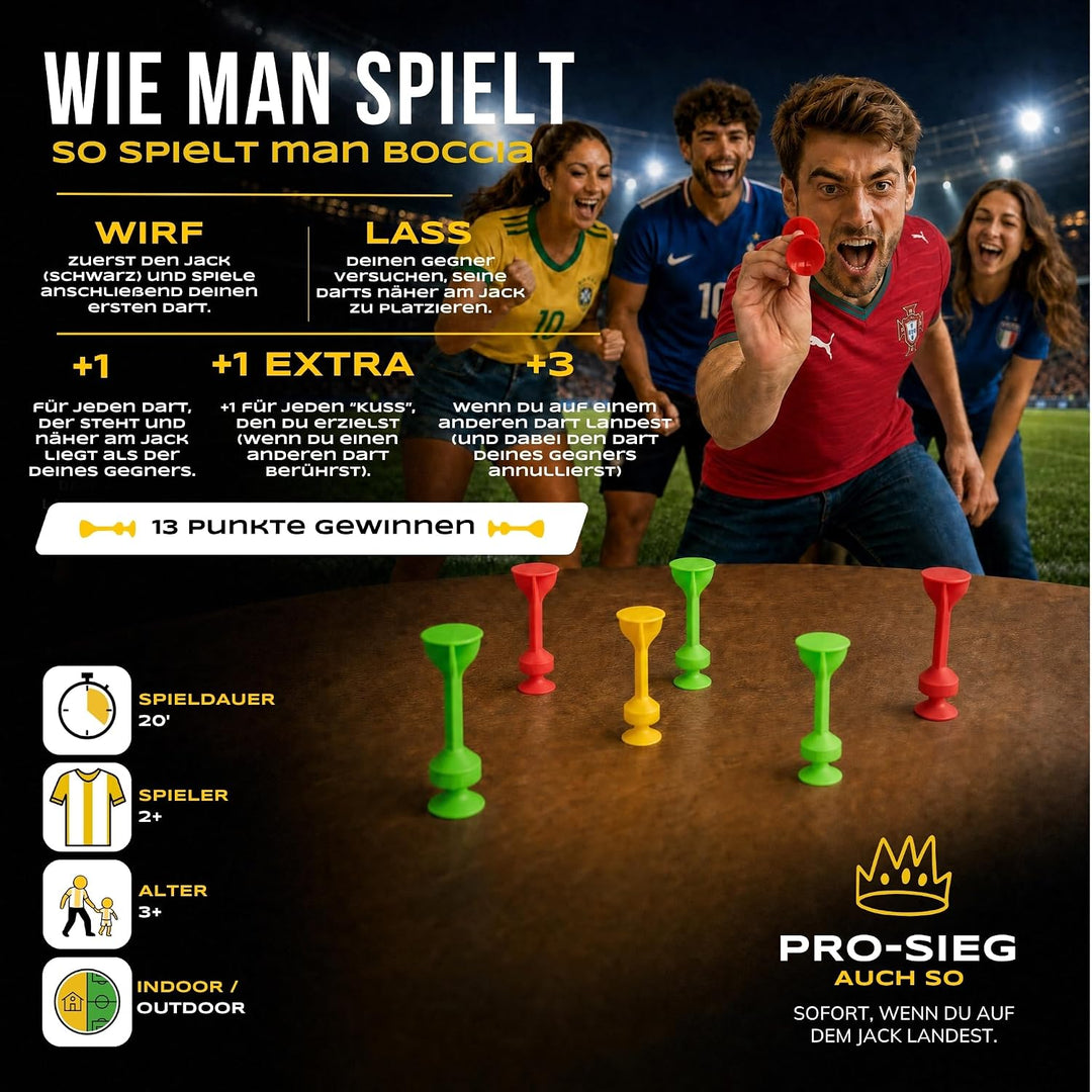 TOSSIT Spiel Saugnapf Darts, Indoor Outdoor Drinnen Draussen, Boccia, Petanque, Wurfspiel, Nachhalti