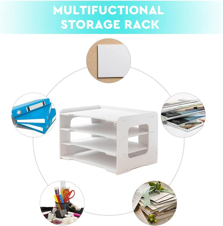 Umllpet Briefablage, 4-Tier Schreibtisch Organizer, Stapelbares Dokumentenablage, A4 Papier Aktenauf