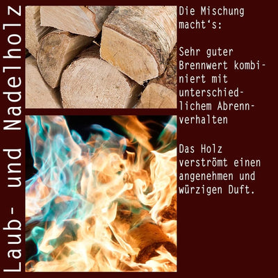 Flameup Brennholz Gemischt Kaminholz 25 kg Buche Eiche Birke Kiefer Fichte Holz Für Ofen und Kamin K