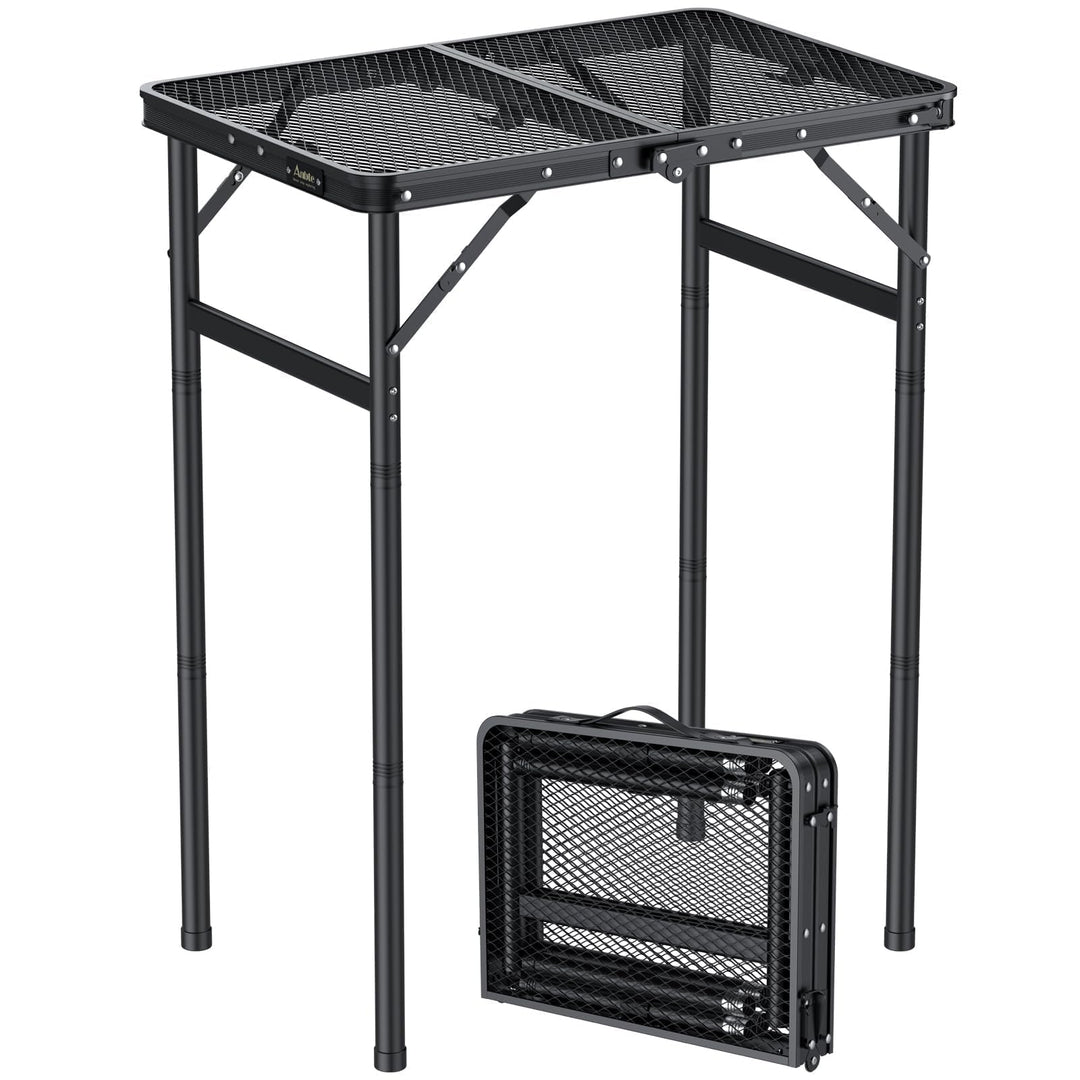 Anbte Campingtisch Klapptisch 60x40cm Aluminium Rahmen mit 3 Verstellbare Höhe 27/51/74cm Grilltisch