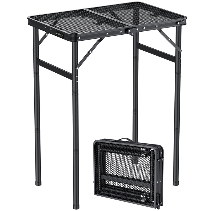 Anbte Campingtisch Klapptisch 60x40cm Aluminium Rahmen mit 3 Verstellbare Höhe 27/51/74cm Grilltisch