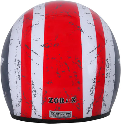 Zorax ZOR-604 USA XL (61-62cm) Offenes Gesicht Motorradhelm Jethelm Damen und Herren Rollerhelm ECE