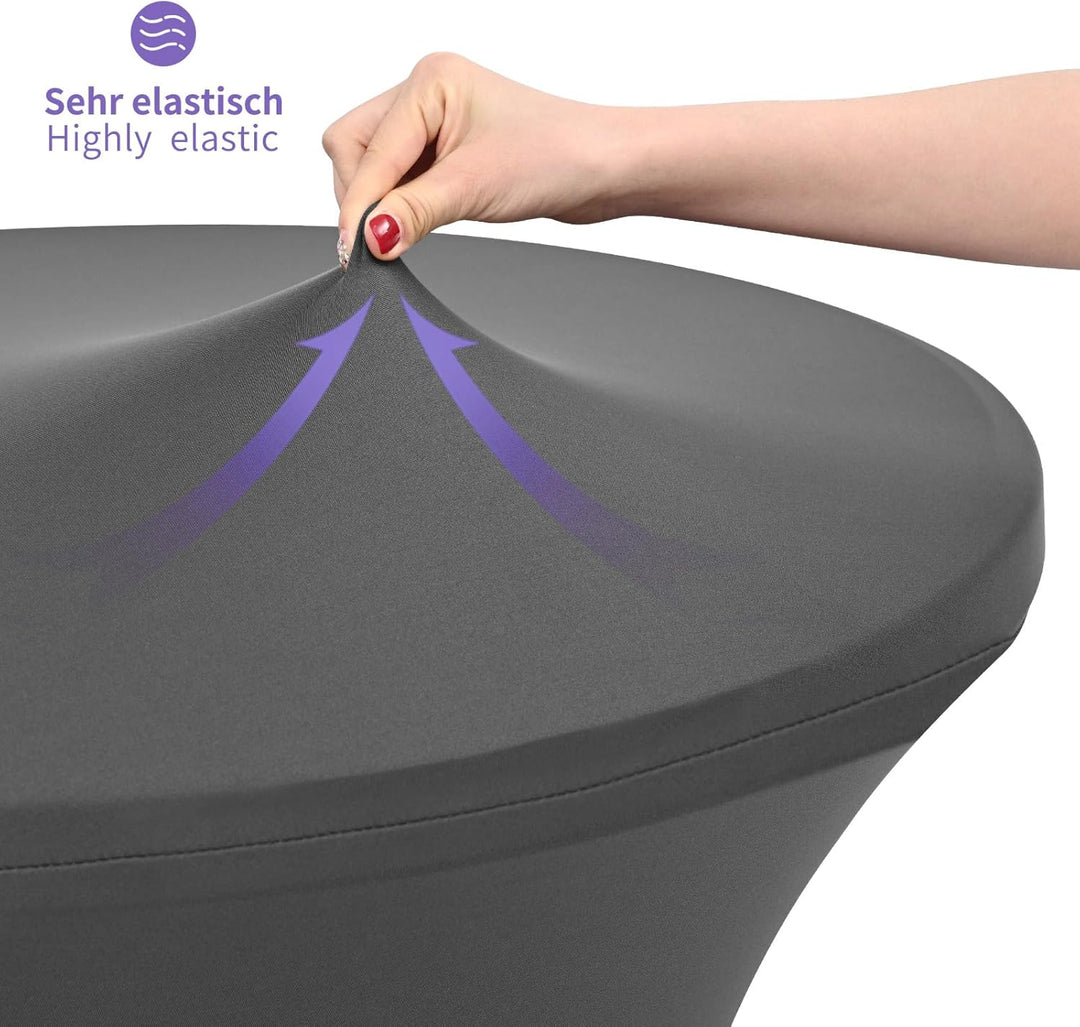 Showgeous 6er-Set Stretch Stehtisch Husse für Bistrotisch Ø 60-65 cm,Hussen Stehtische Dunkelgrau 60
