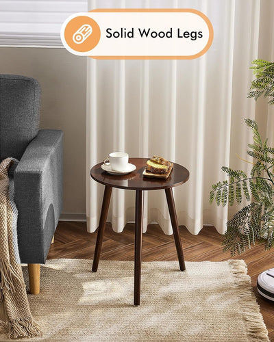 YOUDENOVA Beistelltische Holz, Couchtisch rund, Ø42x52cm, Wohnzimmertisch, Nachttisch mit Tablett, S