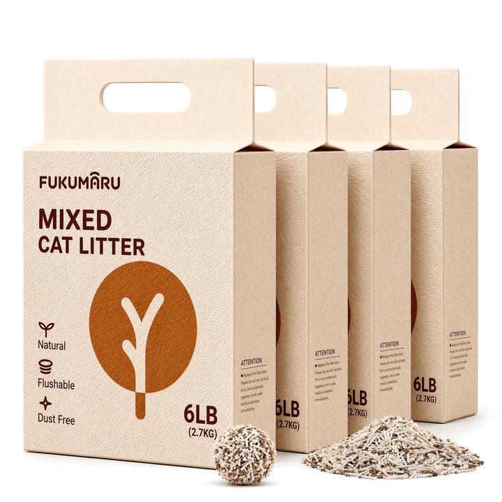 FUKUMARU Tofu Katzenstreu 10.8kg, Klumpstreu für Katzen, Staubfrei und Leicht klumpend, Gemischtes A