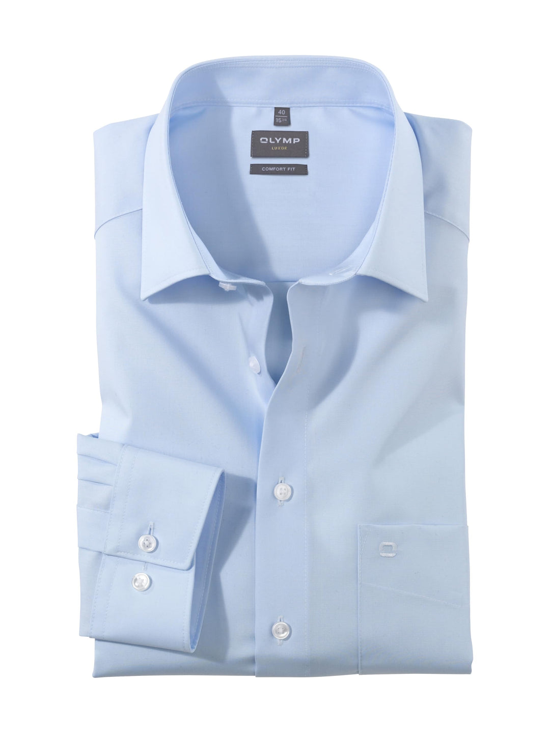 OLYMP Herren Businesshemd Langarm Luxor,Einfarbig,Comfort fit,New Kent 39 Hellblau, 39 Hellblau
