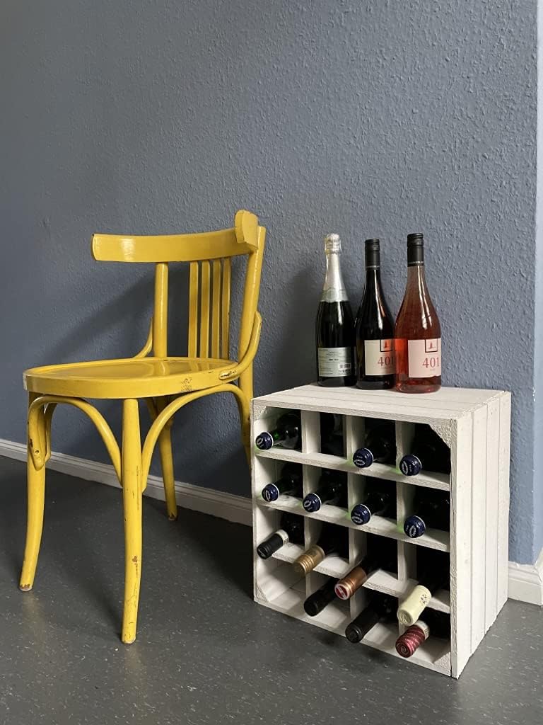 Kistenkolli Altes Land Weinregal 16er Weiss Masse 40x40x27cm Flaschenablage Weinregal Apfelkiste/Wei