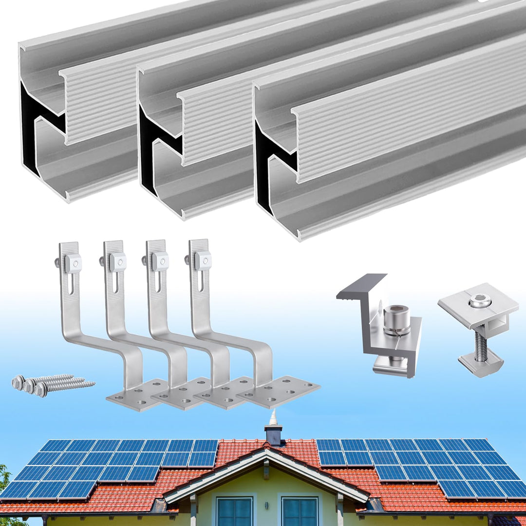 Warmfay Solar Halterung Ziegeldach Montageset, Erweitert Photovoltaik Montageschiene Dachhaken Solar
