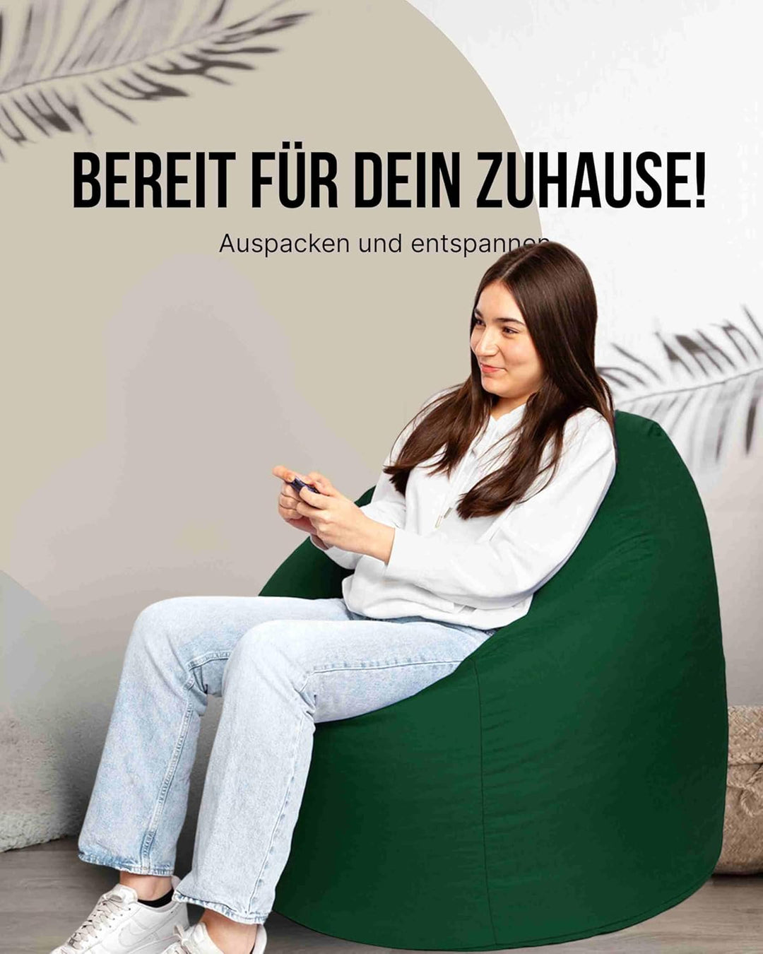 PATCH HOME Patchhome Sitzsack Tropfenform mit Reissverschluss Nachfüllbar - für In &amp; Outdoor - mit S