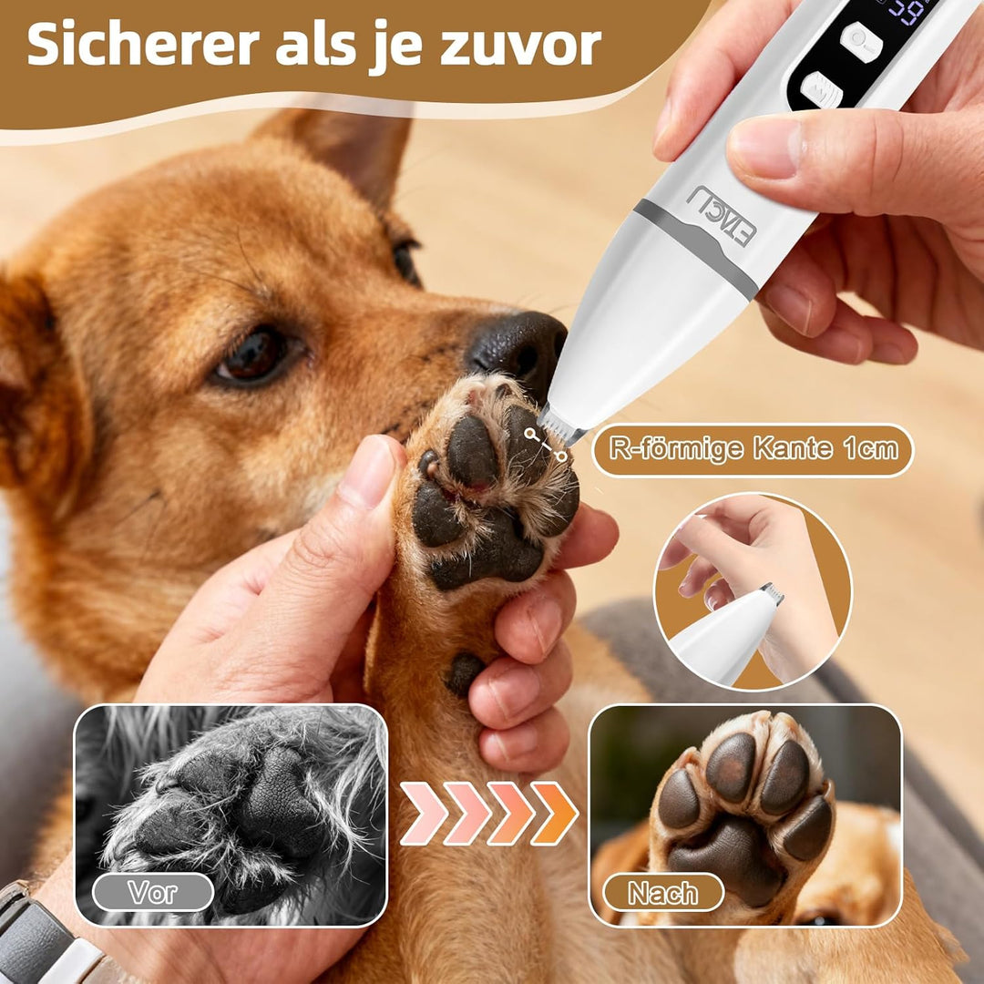 ETACCU 4in1 Leise Schermaschine Hund Katze mit LED-Anzeige, Hundeschermaschine Pfotentrimmer für Kat