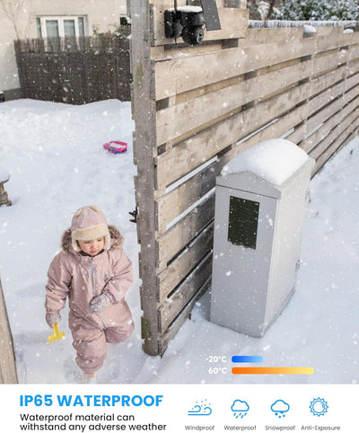 HOOISE 2K Überwachungskamera Aussen Solar, Kamera Überwachung Aussen Akku, 360° Kabellose Solar WLAN