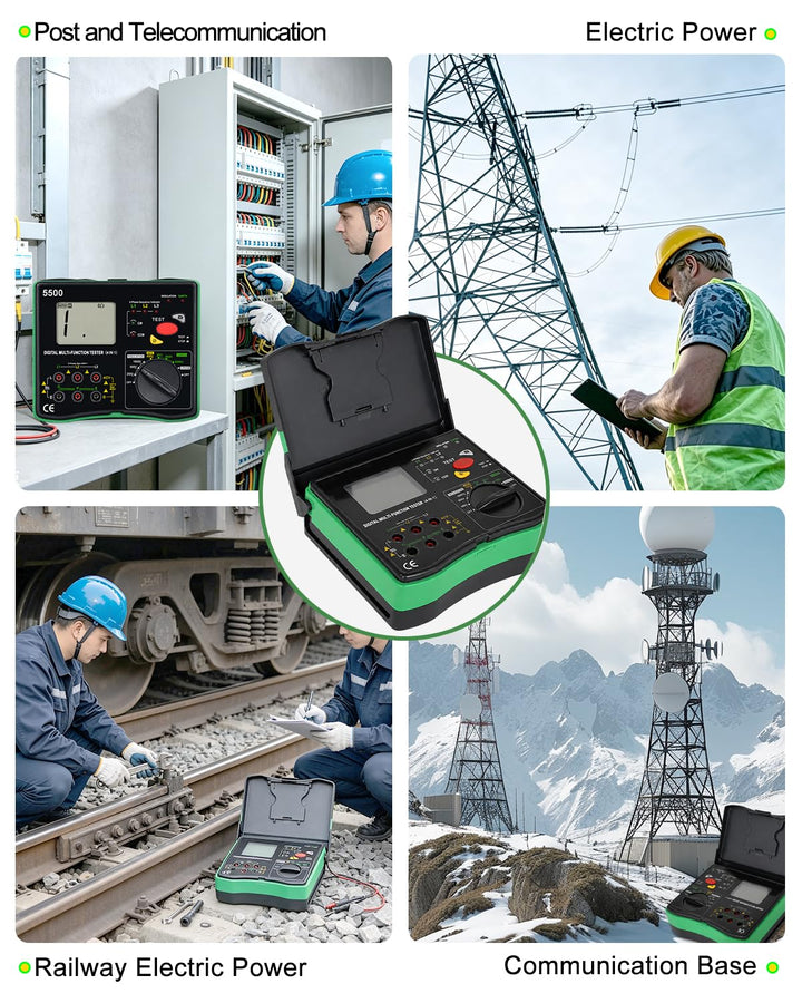 Erdungswiderstandsmessgerät, 20GΩ Megaohmmeter Voltmeter 4in1 Multimeter | Phasenfolgeprüfer, Erdung