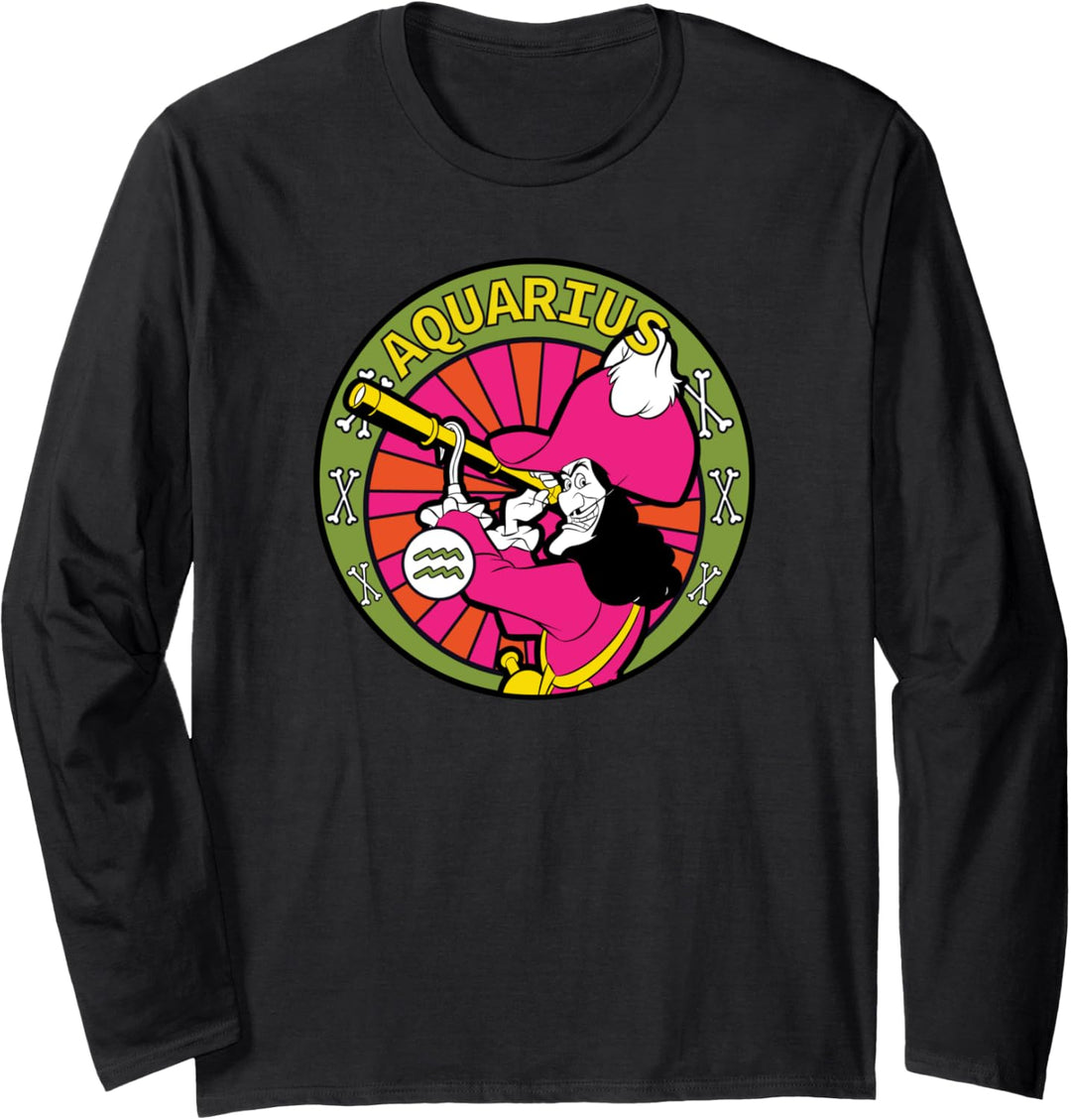 Disney Peter Pan Captain Hook Zodiac Aquarius Langarmshirt