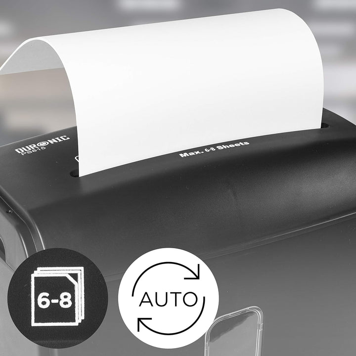 Duronic PS815 Aktenvernichter, Schredder mit Sicherheitsstufe P4, Reisswolf für Büro und Home-Office
