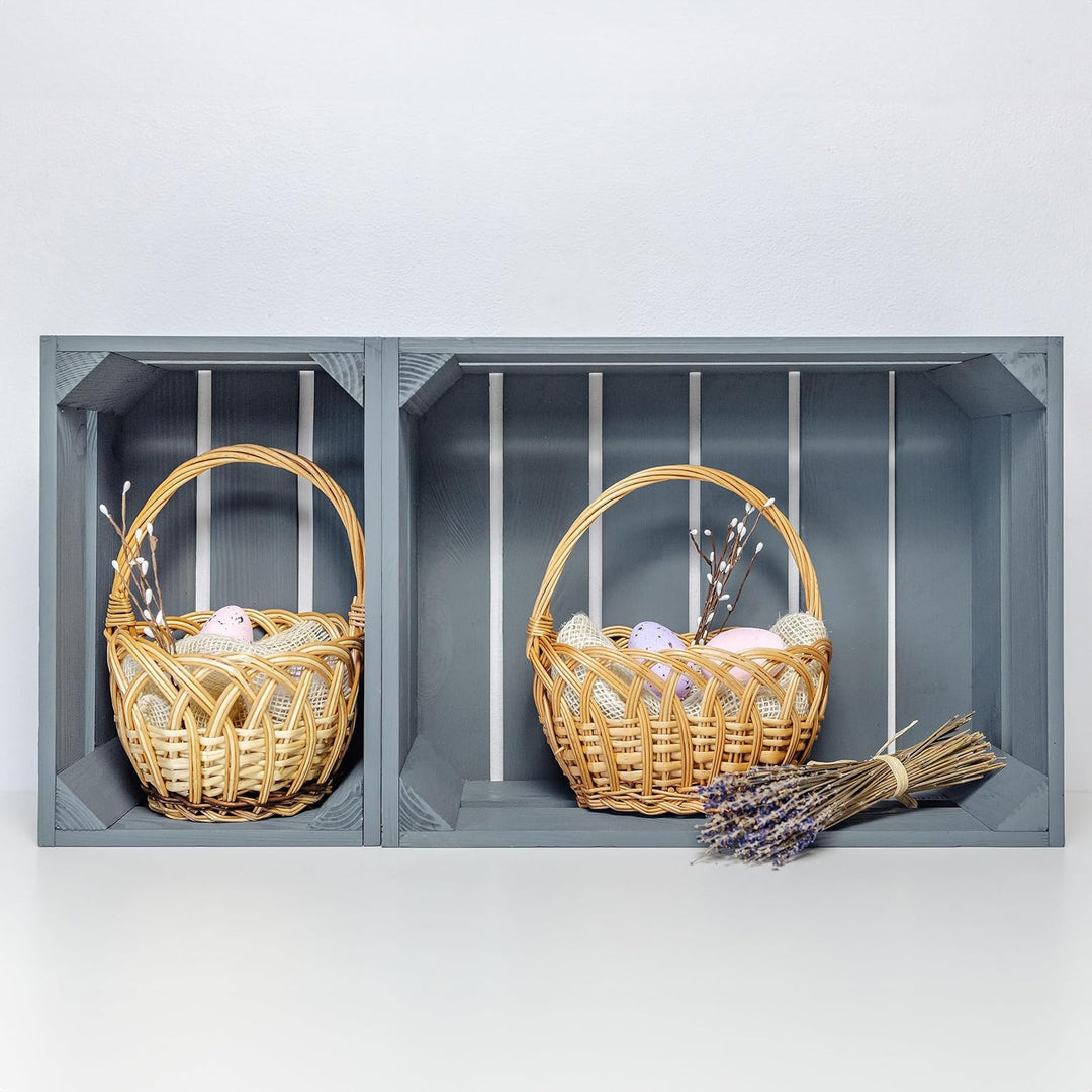 Creative Home Osterkorb Kinder Runder Weidenkorb mit Henkel | Klein 16 x 16 x 23 cm (+/- 1 cm) | Ost