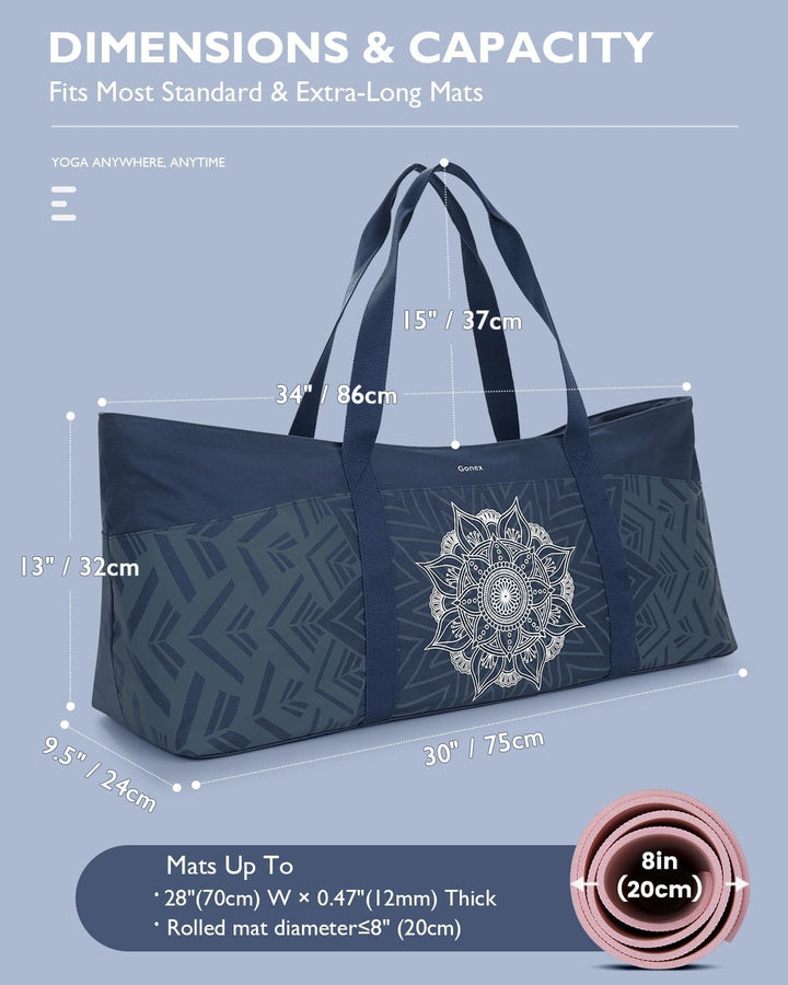 Gonex Yogatasche, Extra Grosse Canvas Sporttasche mit Wasserdichtem Fach & Metallreissverschluss, Fü