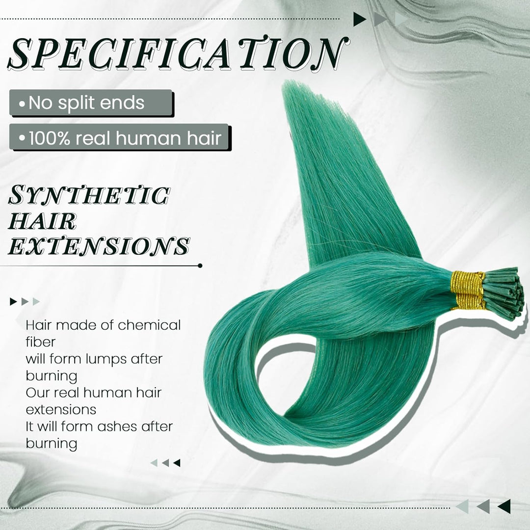 RUNATURE Teal Bonding Extensions Echthaar Teal I Tip Echthaar Extensions Bonding Keratin Haarverlang