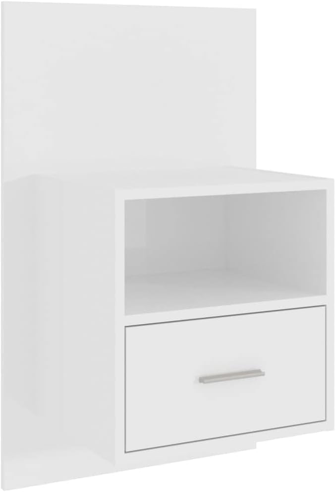 FIRBNUS Nachtkommode Nachtkasten Nachtschränkchen Wand-Nachttisch Hochglanz-Weiss Holzwerkstoff 48,5
