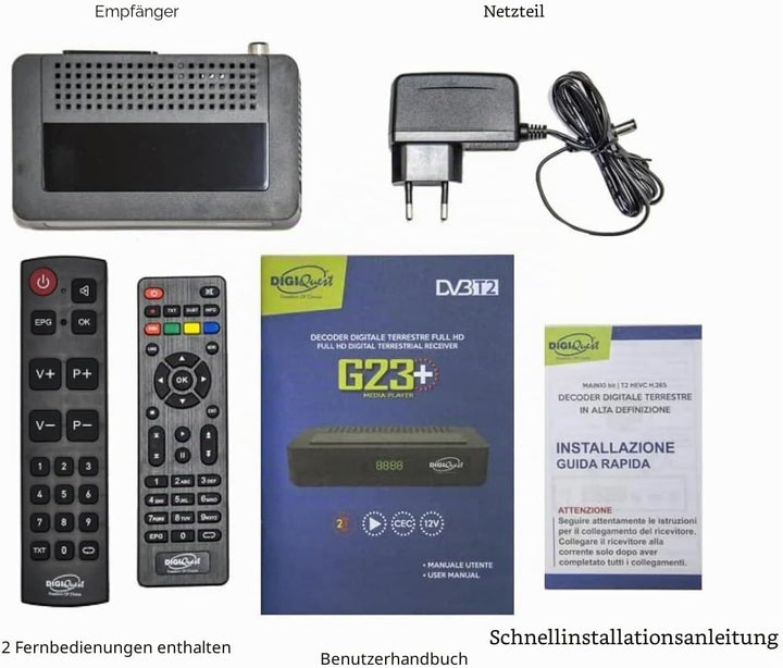 Digiquest G23 HEVC H.265 10bit Full HD FTA Receiver DVB-T2 DVB-T2 USB HDMI SCART Ethernet LAN RJ-45