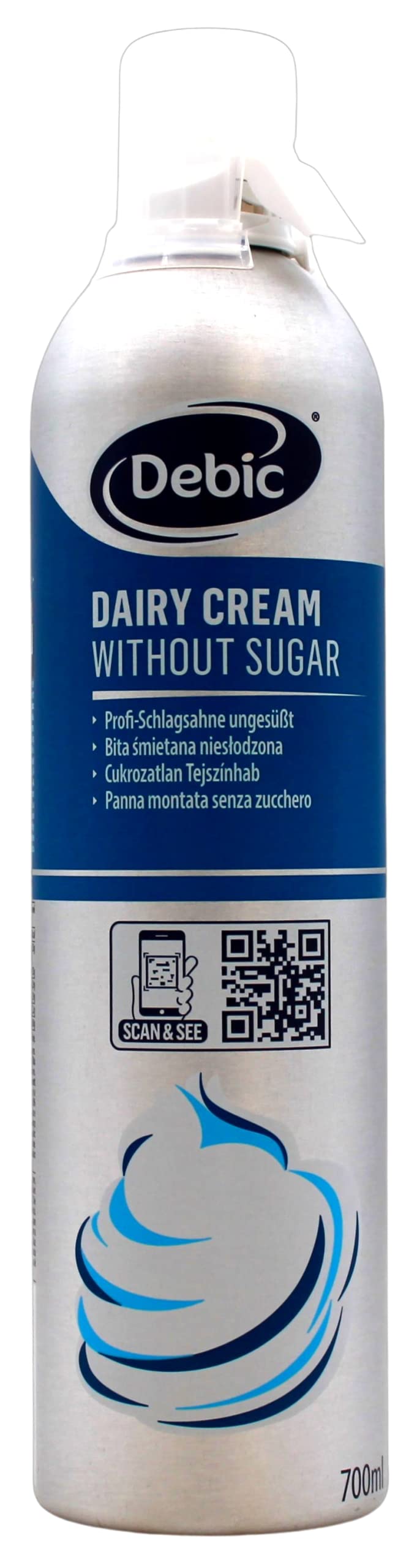 Debic Sprühfertige Profi-Schlagsahne ungesüsst, 6er Pack (6 x 700ml)