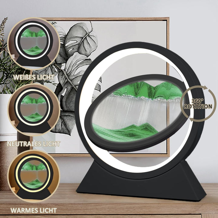 Ulikey Sandbilder Zum Drehen, 3D Dynamische Sandbild mit Led Licht, 10 Zoll Bewegende Sandkunst, Fli