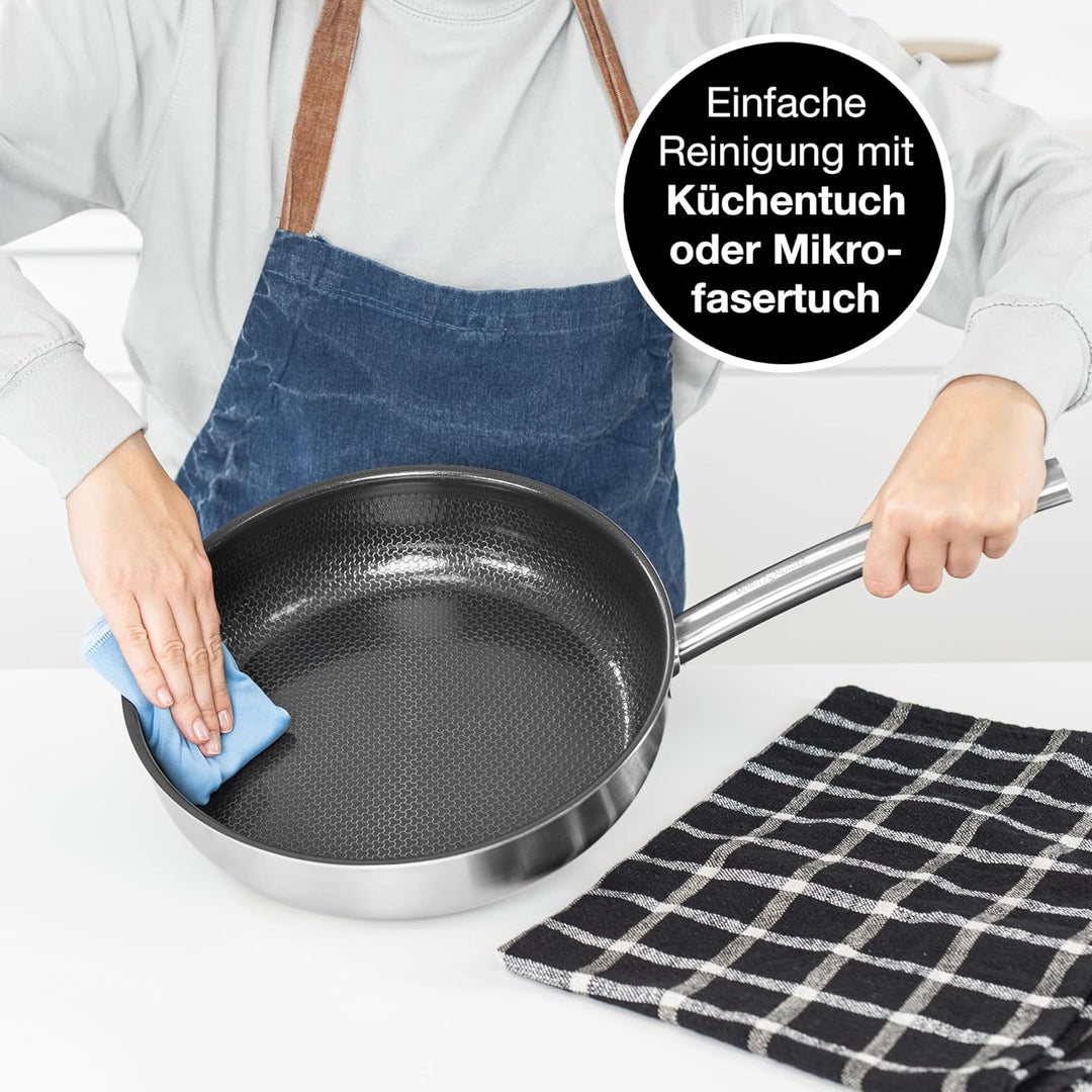 Moritz & Moritz Edelstahlpfannen 24 & 28cm mit Keramikbeschichtung der neuesten Generation - für all