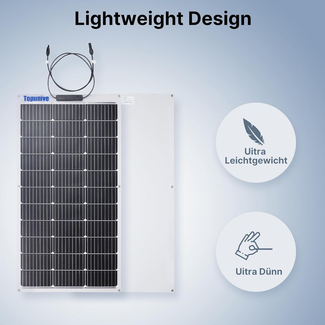 Topunive Flexibel Solarpanel 2 Stücke 100W 12V Monokristalline Flexible Solarmodul 100 Watt 12 Volt