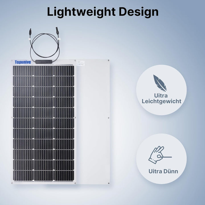 Topunive Flexibel Solarpanel 2 Stücke 100W 12V Monokristalline Flexible Solarmodul 100 Watt 12 Volt