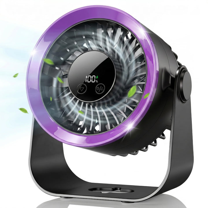 SHINER USB Ventilator Klein Leise, Akku Tischventilator mit 100 Stufen & Kraftvoller Luftstrom, Digi