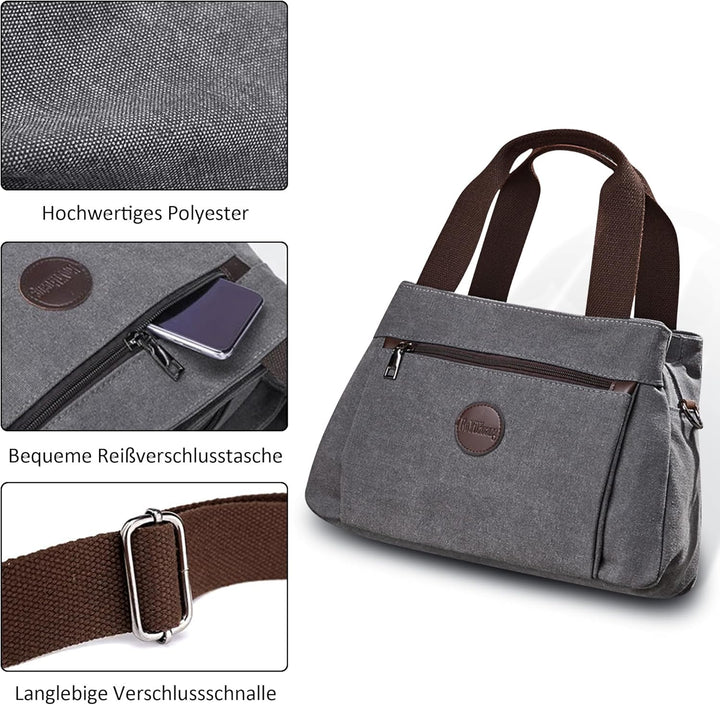 DORRISO Mode Umhängetasche Damen Canvas Handtasche Reise Schultertasche Casual Multifunktionale Umhä