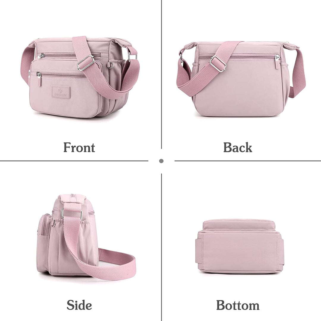 PORRASSO Damen Umhängetasche Casual Schultertasche Multi Tasche Nylon Handtasche für Reisen Wandern