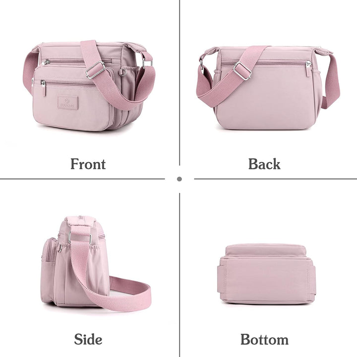 PORRASSO Damen Umhängetasche Casual Schultertasche Multi Tasche Nylon Handtasche für Reisen Wandern