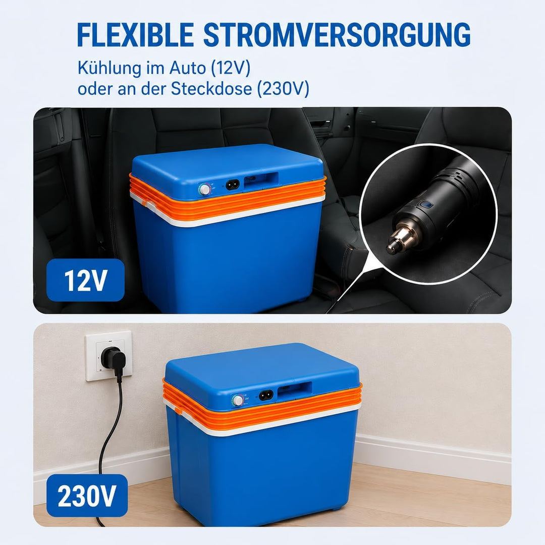 NEMT Elektrische Kühlbox 22L – Thermobox mit 12V/230V – für Camping, Auto