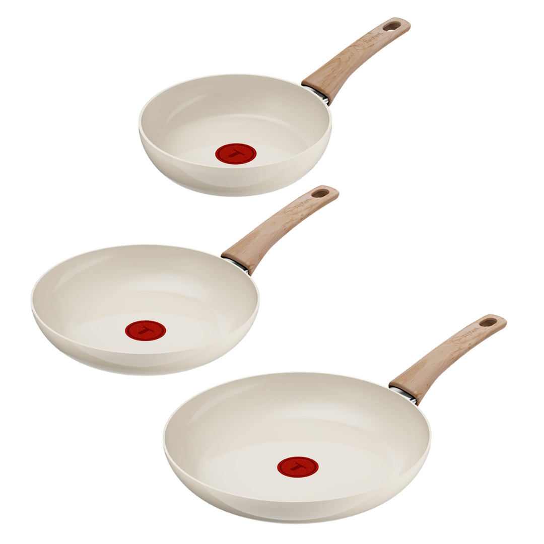 Tefal Reflect On 3-tlg. Pfannen-Set, 20/24/28 cm, keramische Antihaftbeschichtung, recycelter Alumin