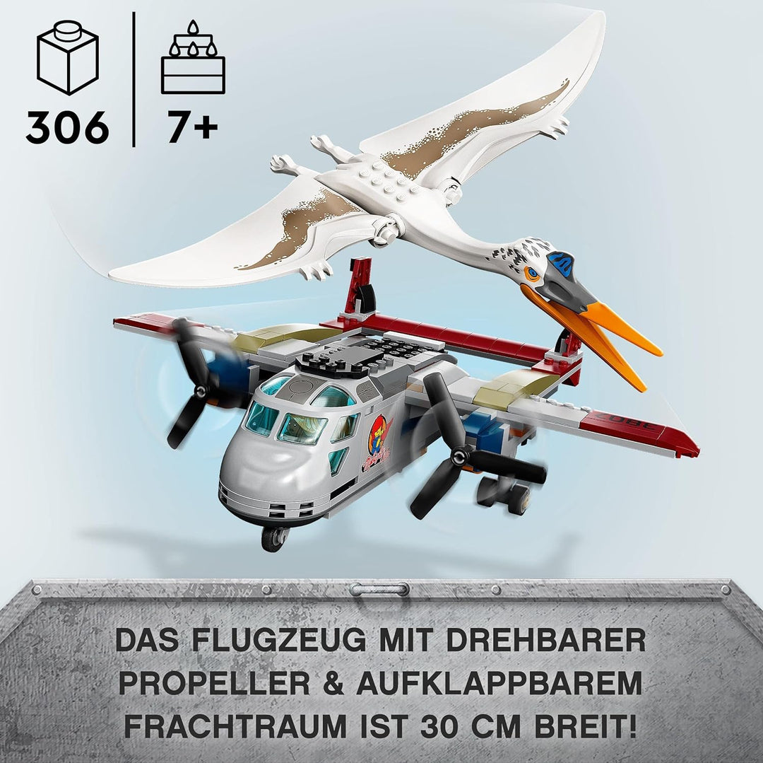 LEGO 76947 Jurassic World Quetzalcoatlus: Flugzeug-Überfall, Dinosaurier Spielzeug mit Figuren, Gesc