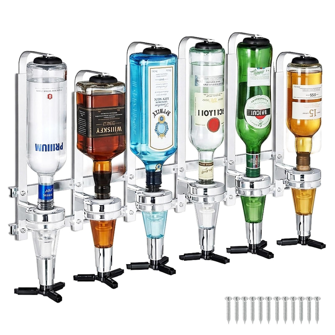6-Fach Wandmontierter Schnapsspender 30 ml, Aluminiumlegierung Bar Butler Flaschenhalter, Höhenverst