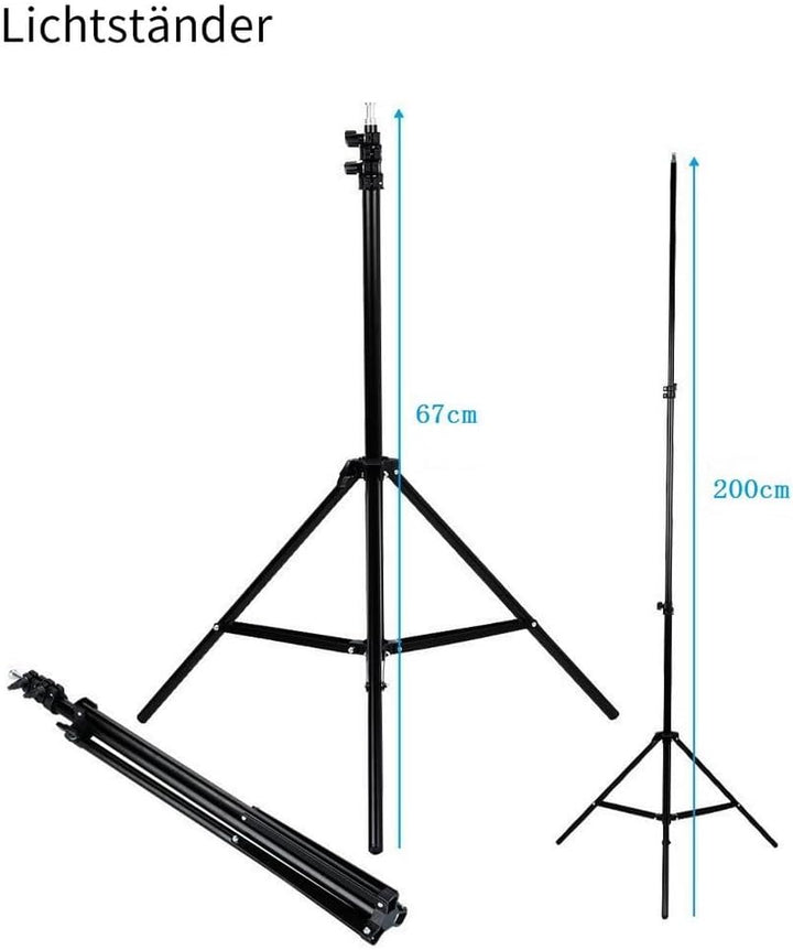 Bonnlo KS01 Fotostudio Set mit Softbox, Regenschirmen und Fotoleinwand Hintergrund – 5-in-1 Reflekto