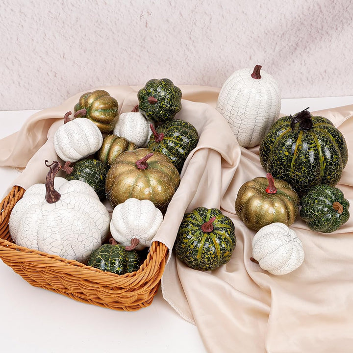 Funzhan 12 Stück Verschiedene Grösse Künstliche Kürbisse Erntedank Schaum Kürbisse Herbst ernte Deko
